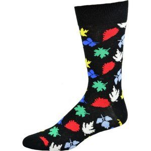 Leaf Pattern Crew Cotton Men's Socks